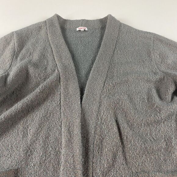 JOHNNY WAS Open Front Metallic Thread Cardigan Gray Size Small Women Sweater - Picture 2 of 8